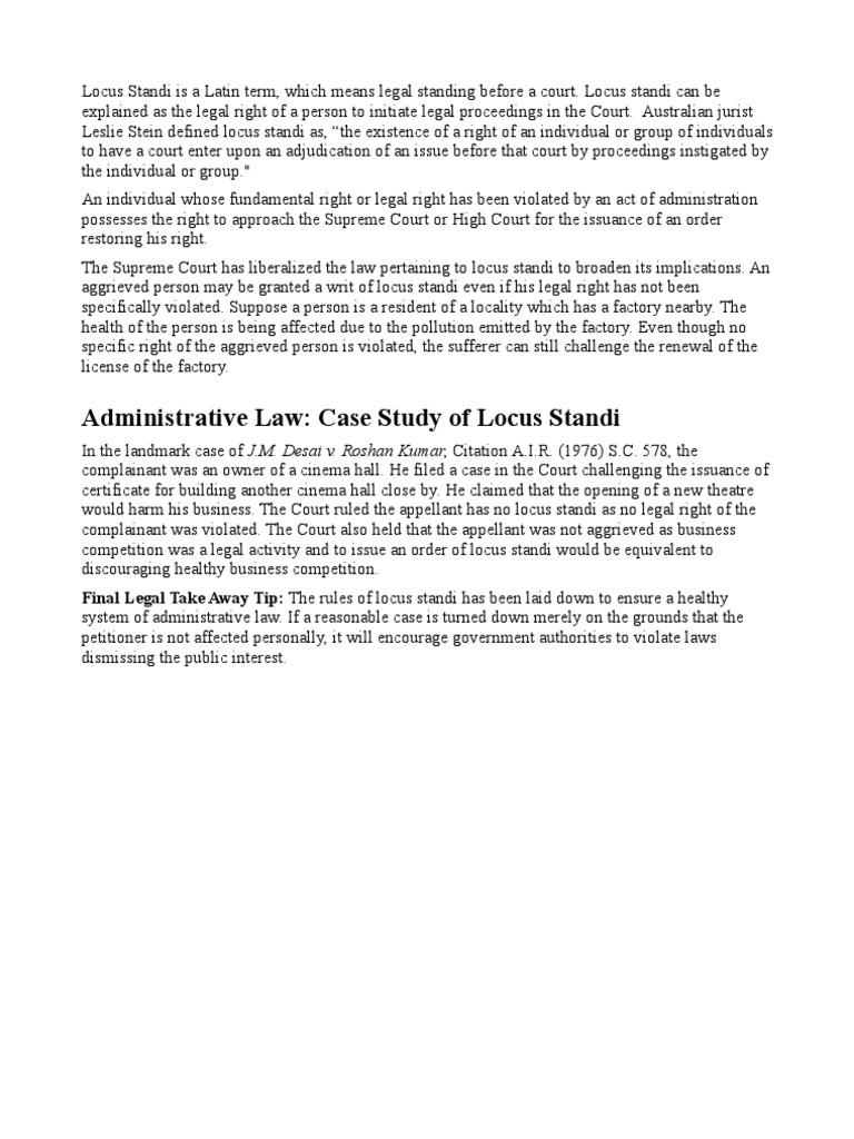 Understanding Locus Standi in Law | PDF