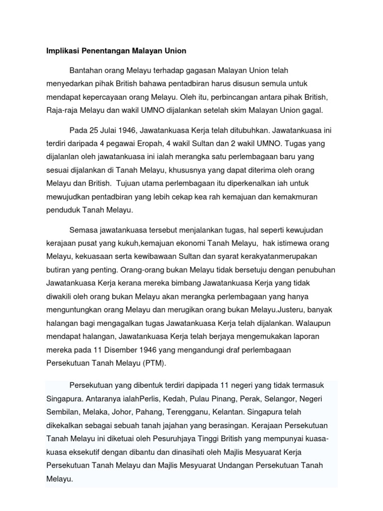 Cara Penentangan Malayan Union - andri