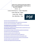 Sources of the Opposition in the Argument That the House Believes That Children Should Have Legal Responsibility to Their Parents as They Reach Adulthood