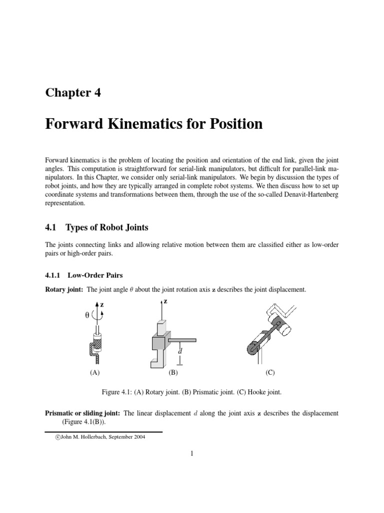 Chapter4 Forward Kinematics For Position | PDF | Cartesian Coordinate ...