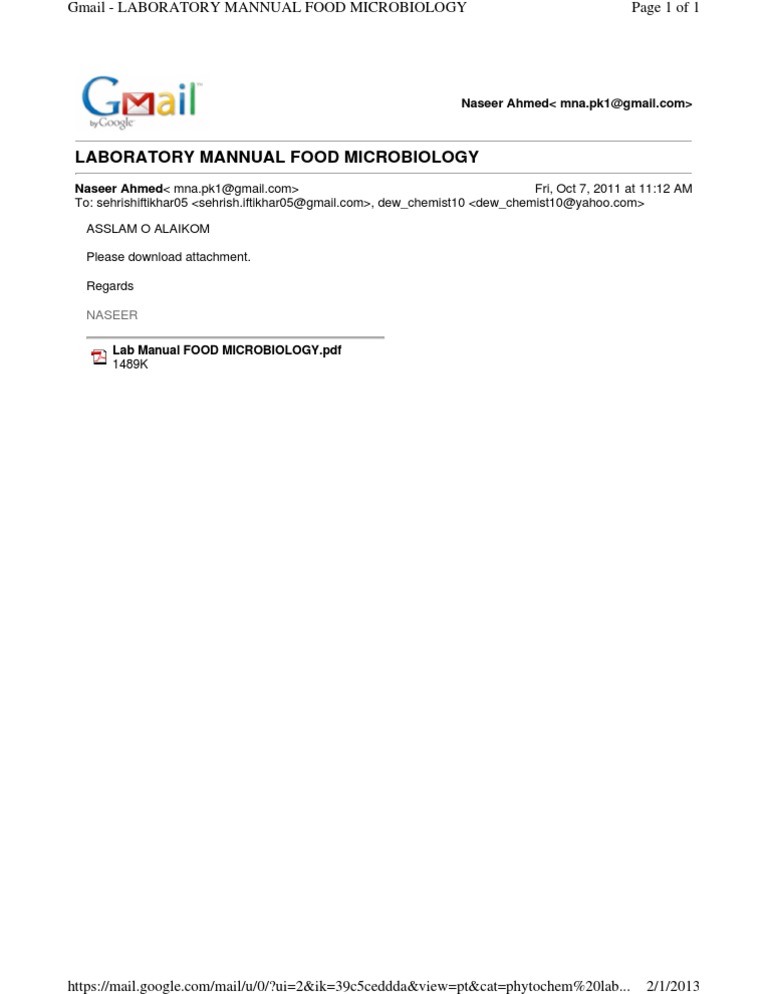 Food Microbiology Lab Manual PDF | PDF