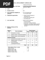 Stenter Machine Operator Curriculum