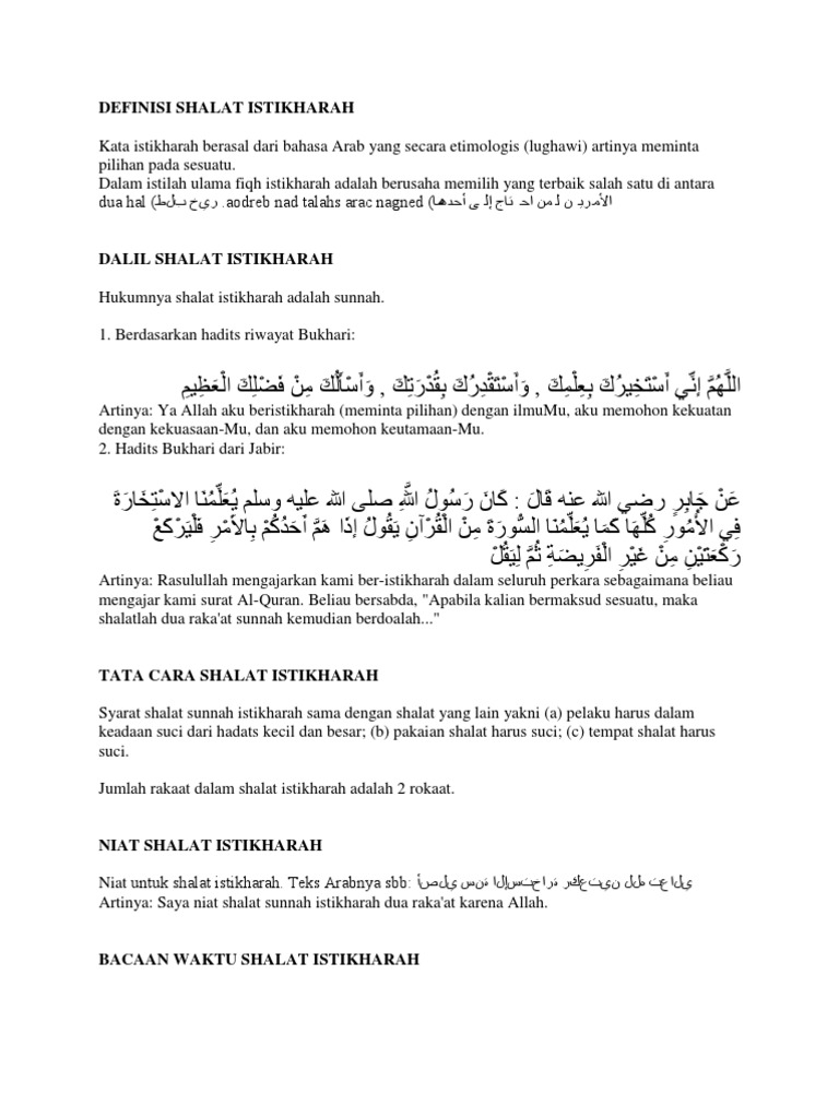 Definisi Shalat Istikharah