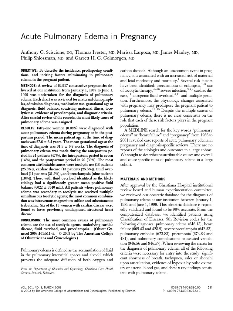 Pulmonary Edema | PDF | Heart Failure | Preterm Birth