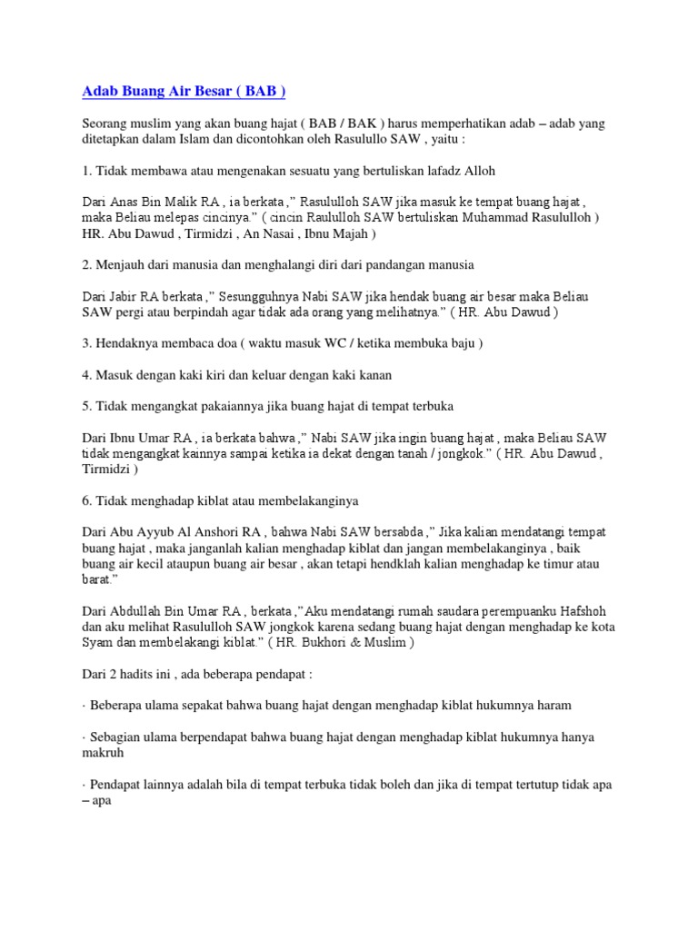 Adab Buang Air Besar