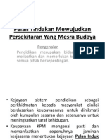 Pelan Tindakan Mewujudkan Persekitaran Yang Mesra Budaya