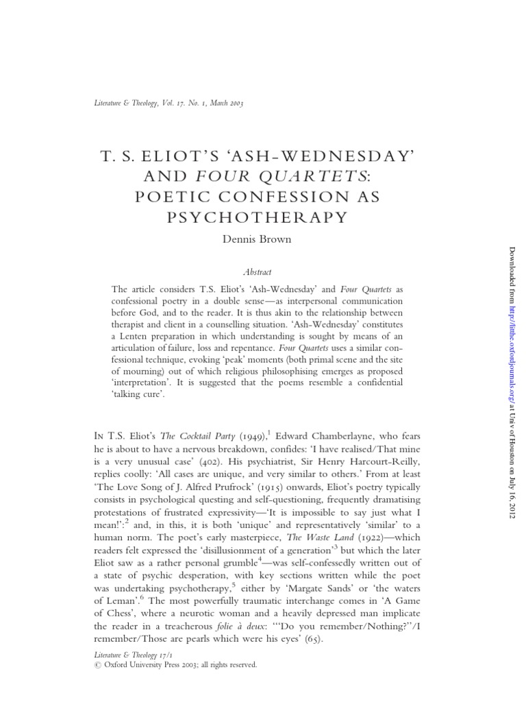 T. S. ELIOT’S ‘ASH-WEDNESDAY’ | T. S. Eliot | Poetry