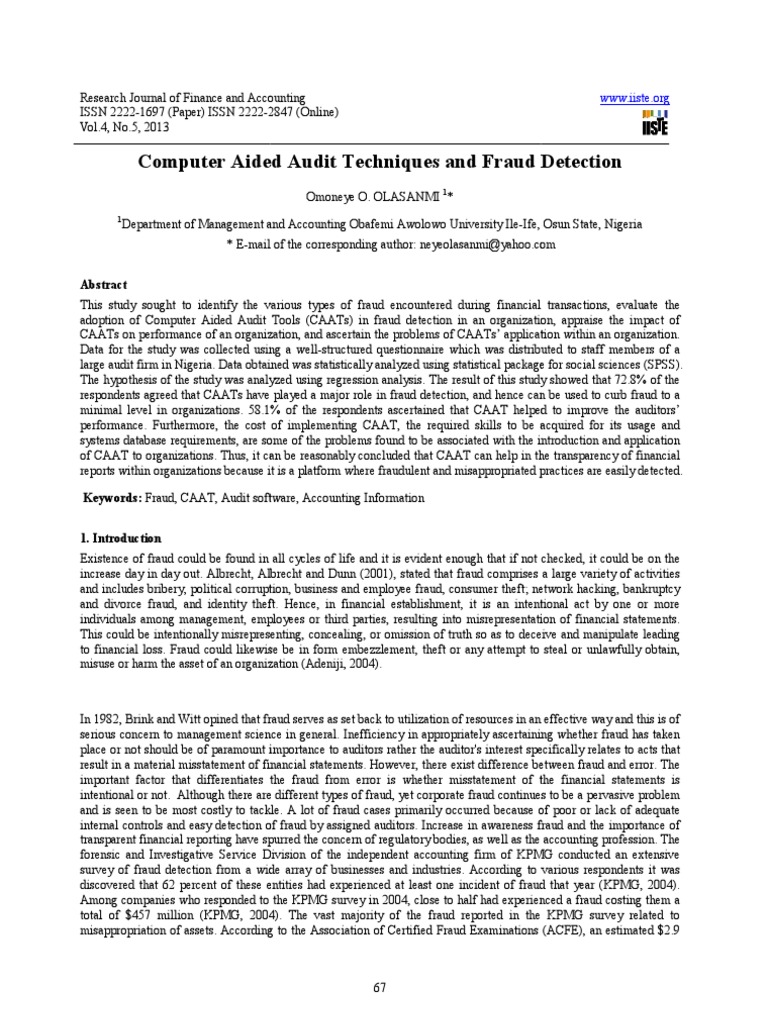 CAATs in Fraud Detection and Audit Performance | PDF | Coefficient Of ...