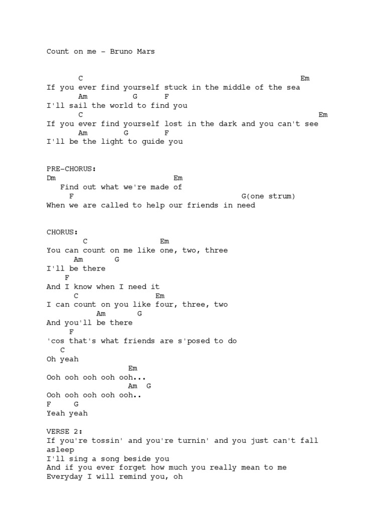 Count On Me Bruno Mars Pdf