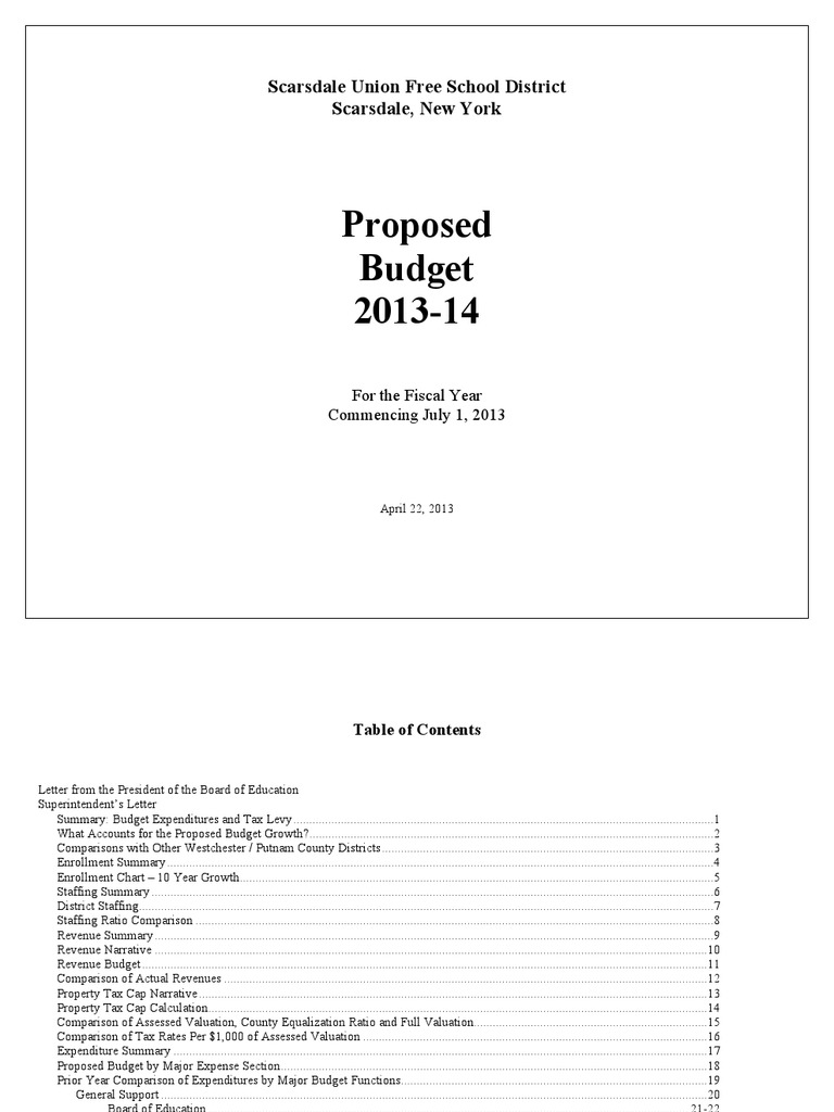 Scarsdale Proposed School Budget PDF Property Tax Taxes