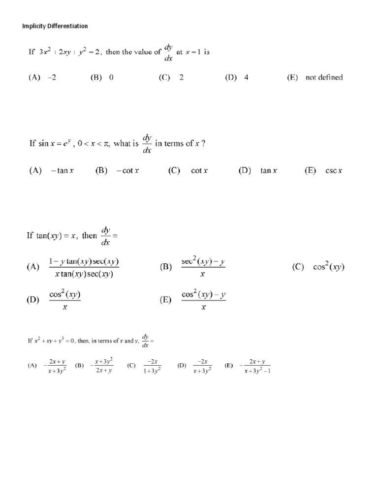 Implicit Differentiation Explained | PDF
