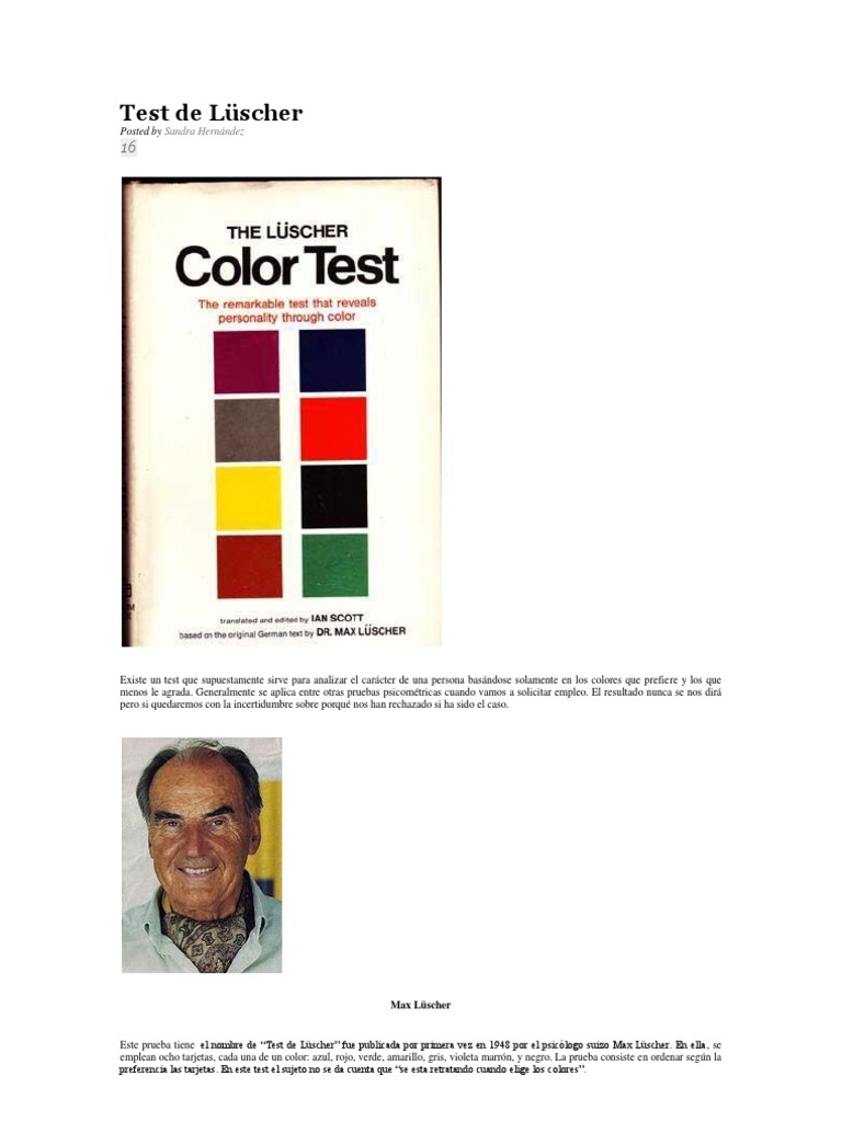 Test de Lüscher: Análisis de Colores | PDF | Color | Rojo