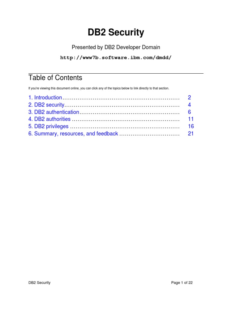 DB2 Security: Authentication & Privileges | PDF | Databases | Operating ...