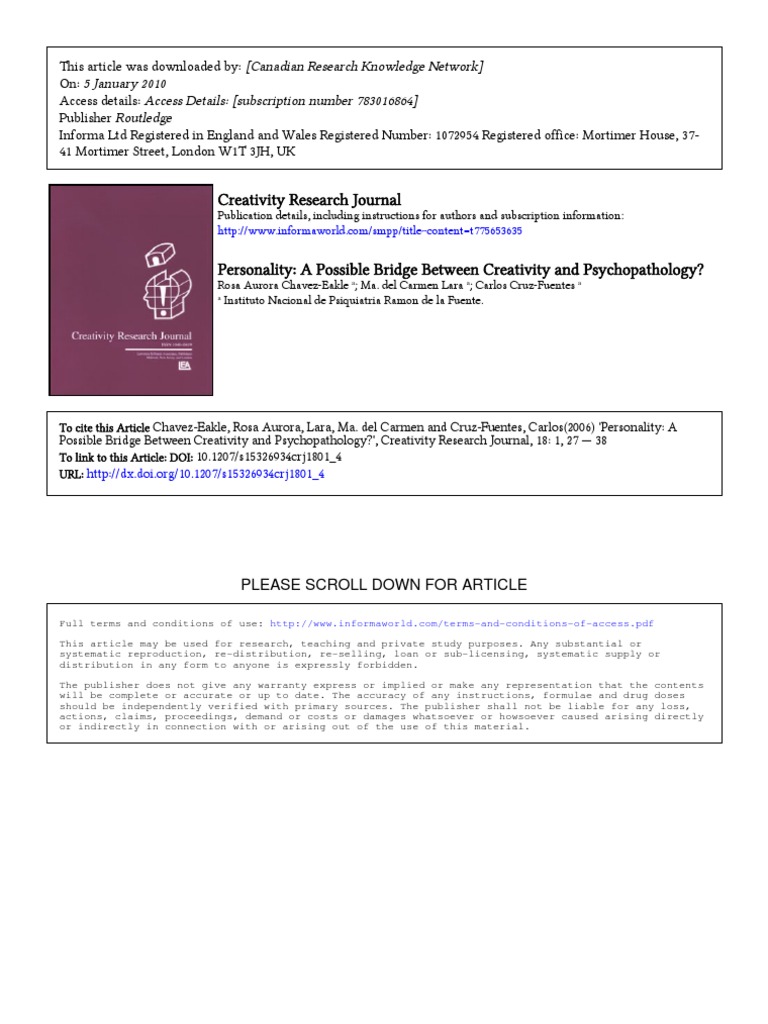 Creativity Research Journal: Please Scroll Down For Article | PDF ...