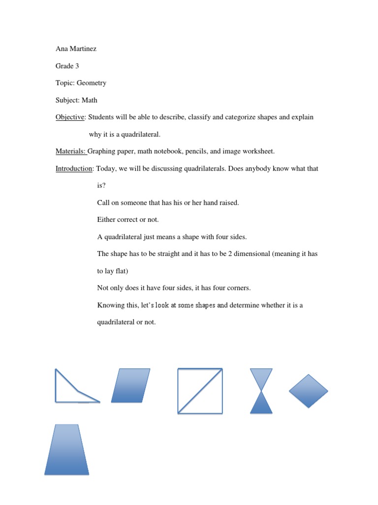 Math Lesson On Quadrilaterals | PDF | Rectangle | Shape