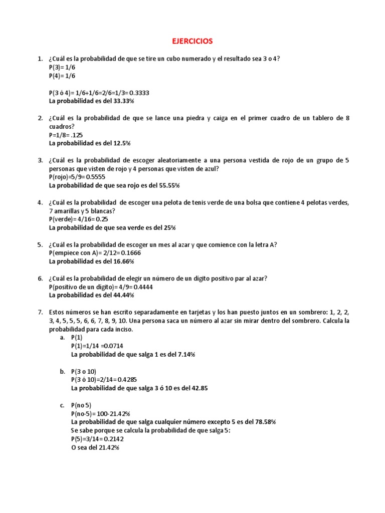 Ejercicios de Probabilidad y Combinatoria | PDF | Jugando a las cartas ...