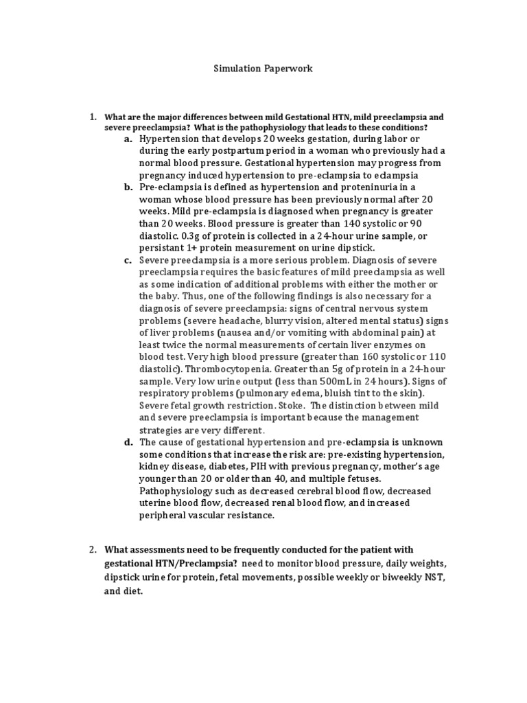 Simulation Paperwork | PDF | Hypertension | Bleeding