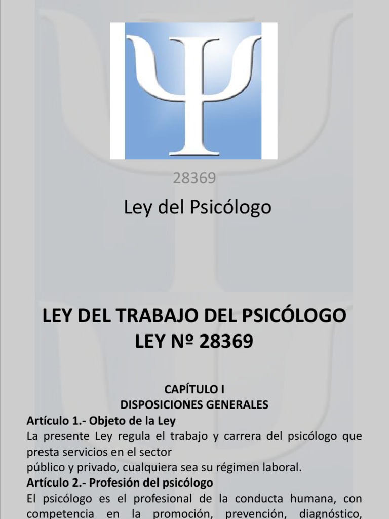 Ley Del Psicólogo PDF Bienestar Sicología