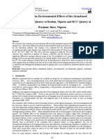 Evaluation of The Environmental Effects of The Abandoned Quarries Strabag Quarry at Ibadan, Nigeria and RCC Quarry at Wasinmi, Ikire, Nigeria