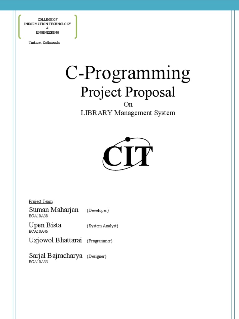 Project Proposal on Cprogramming {Library Management System} C