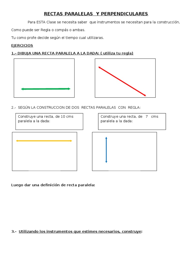 Hojas De Trabajo De Líneas Paralelas Y Líneas Perpendiculares