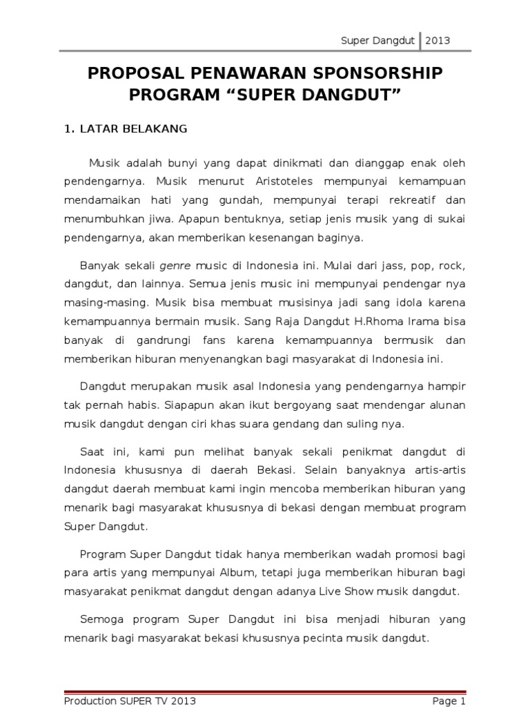 Contoh Proposal Festival Band Untuk Sponsor Berbagi Contoh Proposal