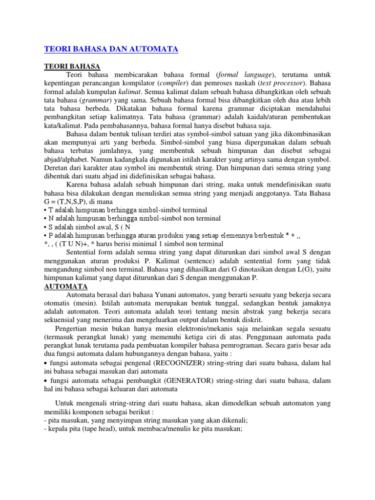 Teori Bahasa dan Automata dalam Informatika | PDF | Kajian Bahasa Asing