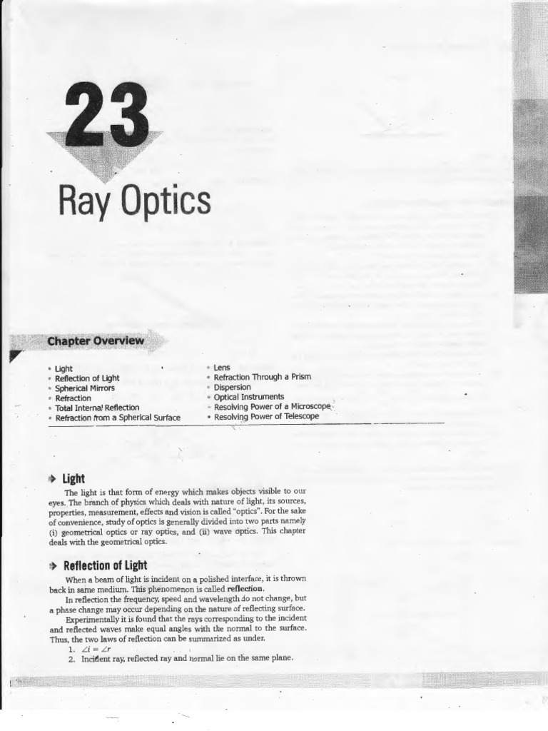 23.ray Optics PDF Lens (Optics) Optics