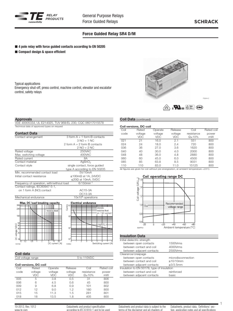 214150551 Force Guided Relay SR4 DM PDF Relay Insulator (Electricity)
