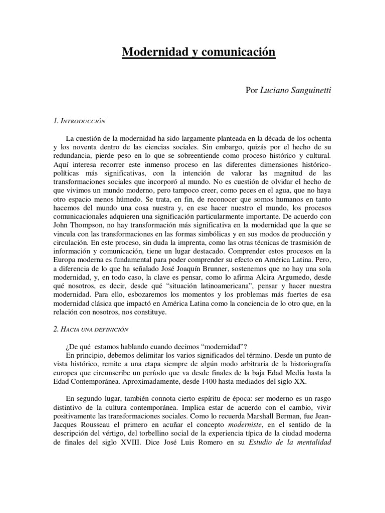 Modernidad Y Comunicacion Pdf