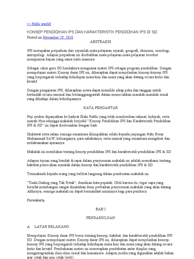 Pengertian Dan Hakekat Ips Dalam Program Pendidikan