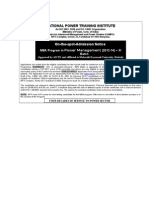 NPTI MBA Power Management Admission Notice 2012