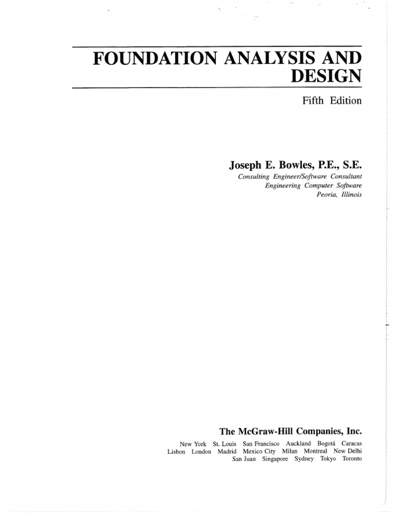 Foundation Analysis and Design 5th Edition Joseph E. Bowles PDF