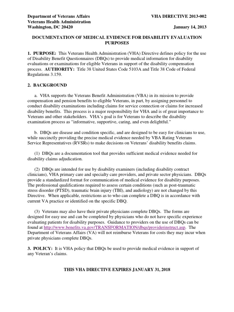 Documentation of Medical Evidence for Disability Evaluation Purposes ...