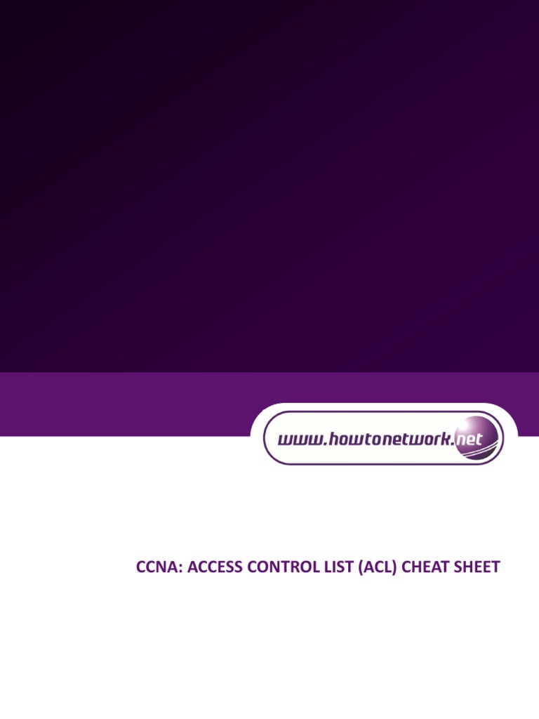 CCNA ACL Cheat Sheet Guide | PDF | Business | Computers