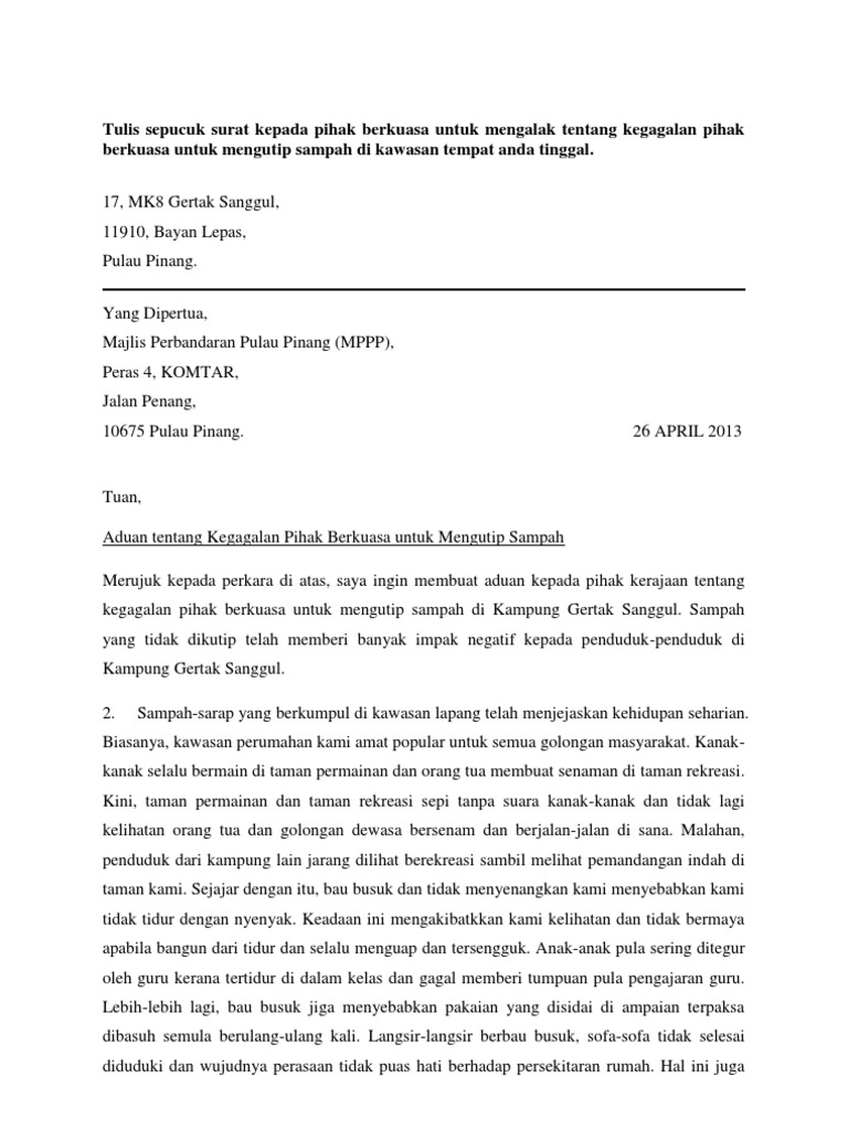 Contoh Surat Aduan Kerosakan Rumah Kepada Pemaju.docx