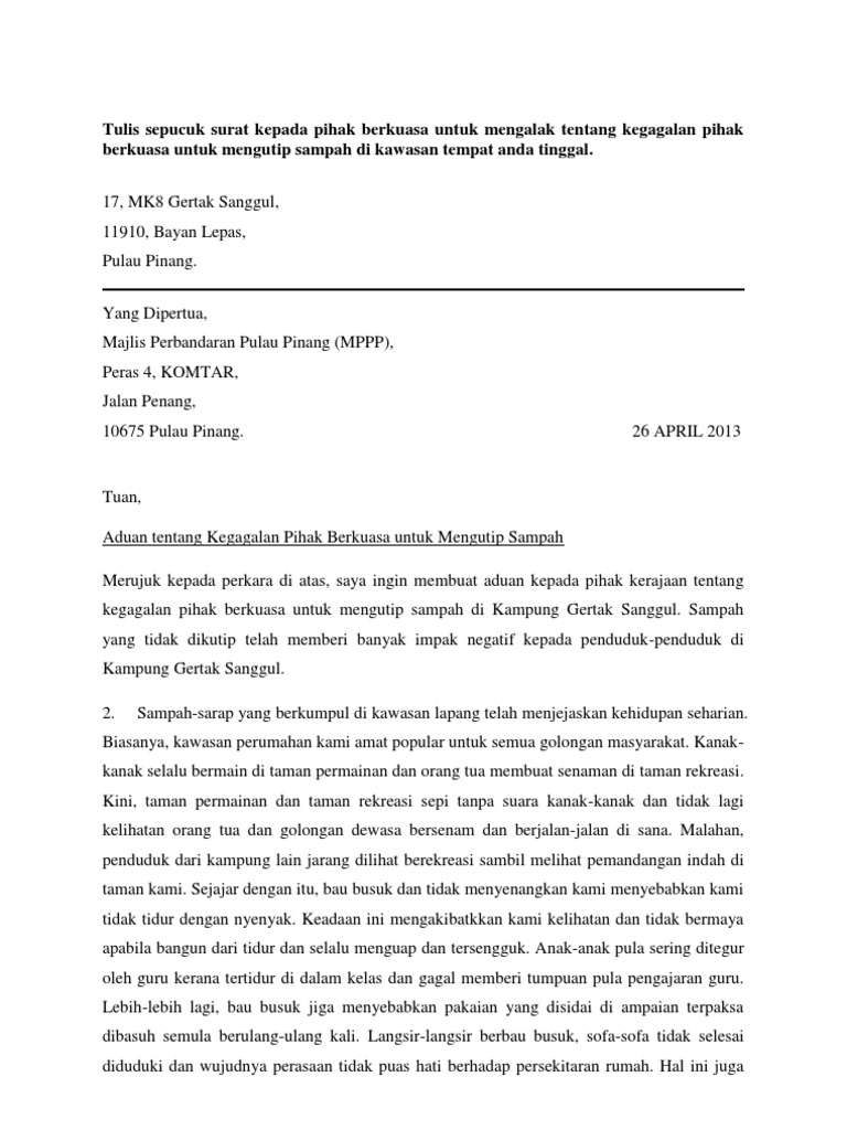 Contoh Surat Rasmi Mppk