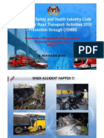 Occupational Safety and Health Industry Code of Practice for Road Transport