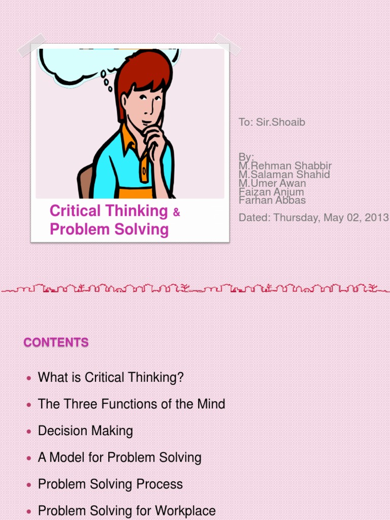 critical thinking and problem solving jack wilbur pdf