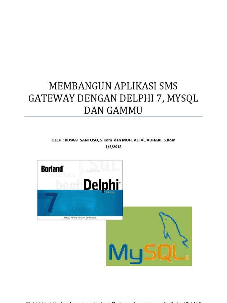Modul Membangun Aplikasi Sms Gateway Dengan Delphi 7 Mysql Blog1 | PDF