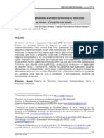 Artigo Empreendedorismo: Fatores de Sucesso E Insucesso de Micro E Pequenas Empresas