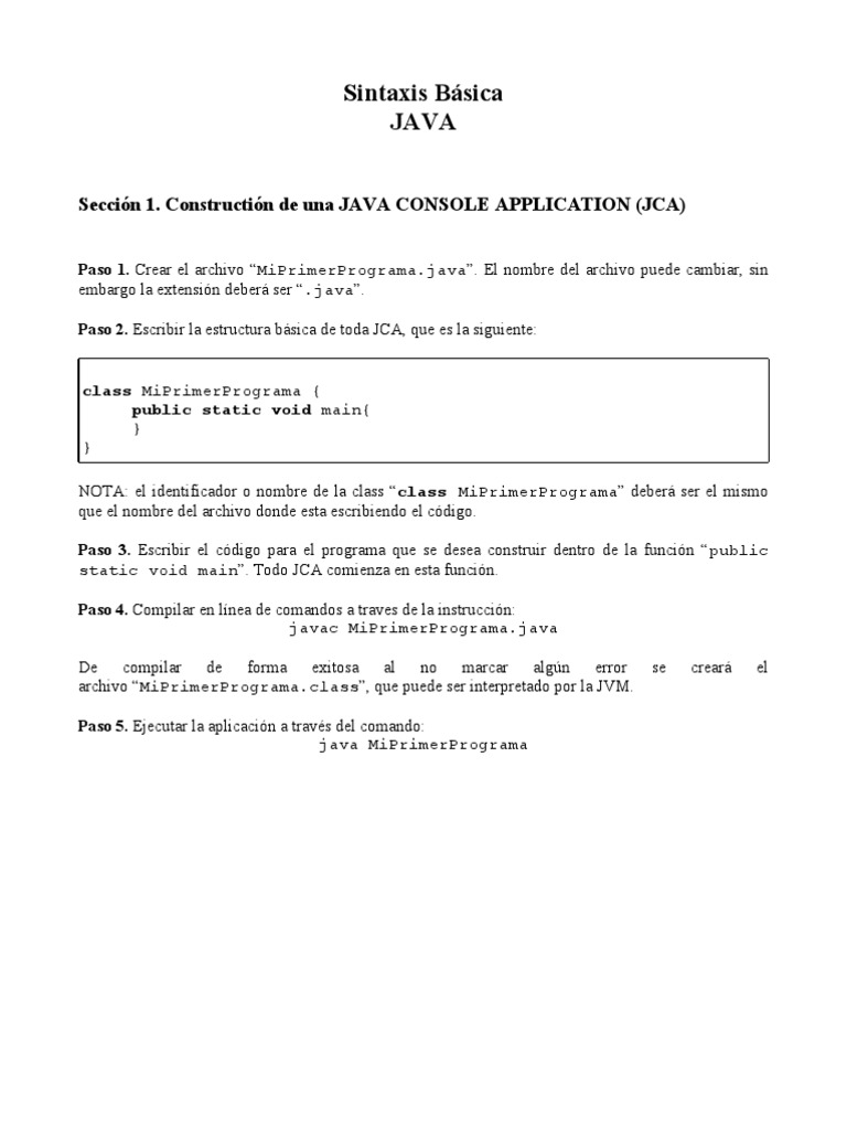 JAVA SintaxisBasica | PDF | Java (lenguaje de programación) | Comillas