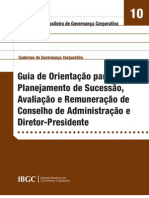 Guia de Orientação para Planejamento de Sucessão, Avaliação e Remuneração de Conselho de Administração e Diretor-Presidente