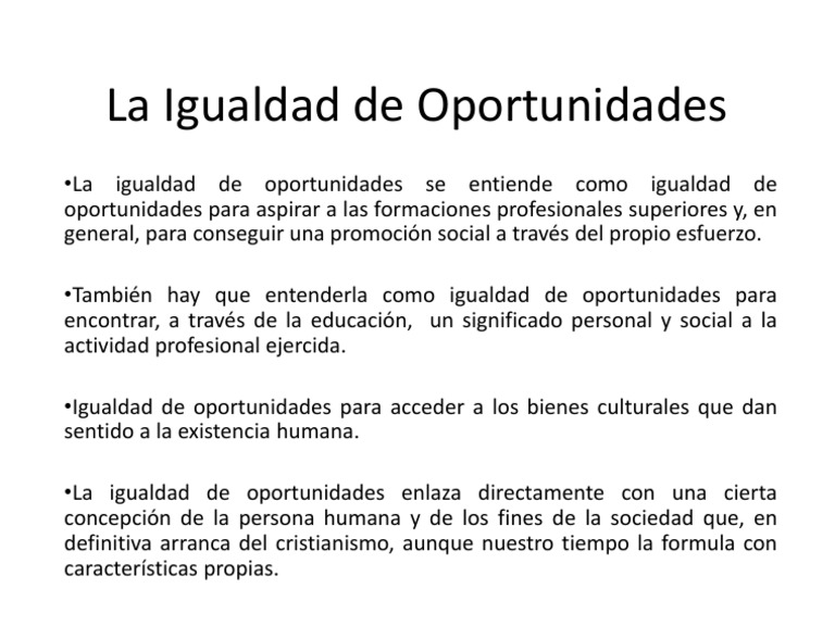 Igualdad de Oportunidades en Educación | PDF