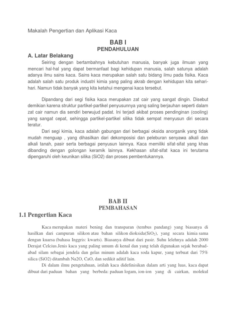 Makalah Pengertian Dan Aplikasi Kaca Makalah Pengertian Dan Aplikasi Kaca