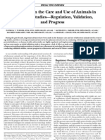 Refinements in The Care and Use of Animals in Toxicology Studies - Regulation, Validation and Progress