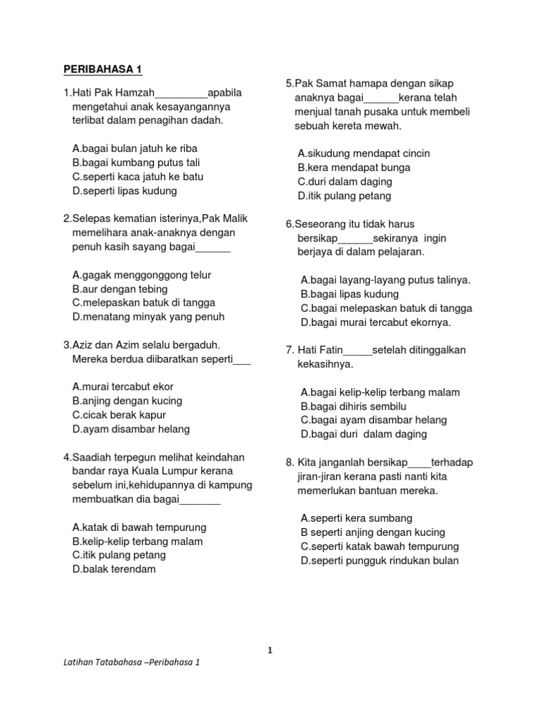 Peribahasa 1 24 Latihan