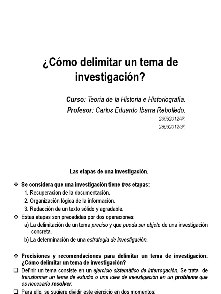 Cómo Delimitar Un Tema de Investigación Conocimiento