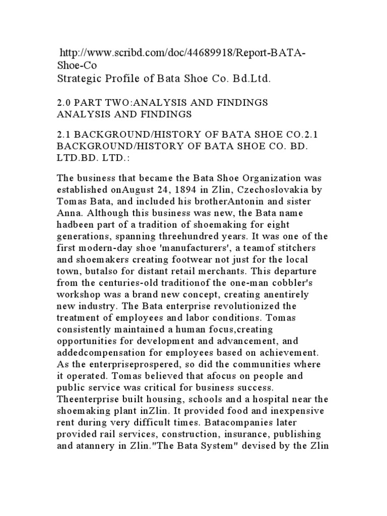 report on bata shoe company