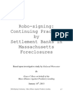 Robo-Signing - Continuing Practice by Settlement Banks in Massachusetts Foreclosures